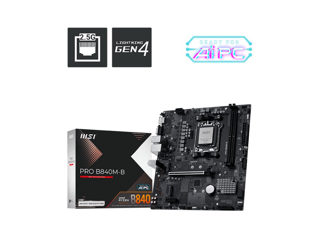 Placa de baza MSI PRO B840M-B / AM5 / B840 / DDR5 / mATX photo 1