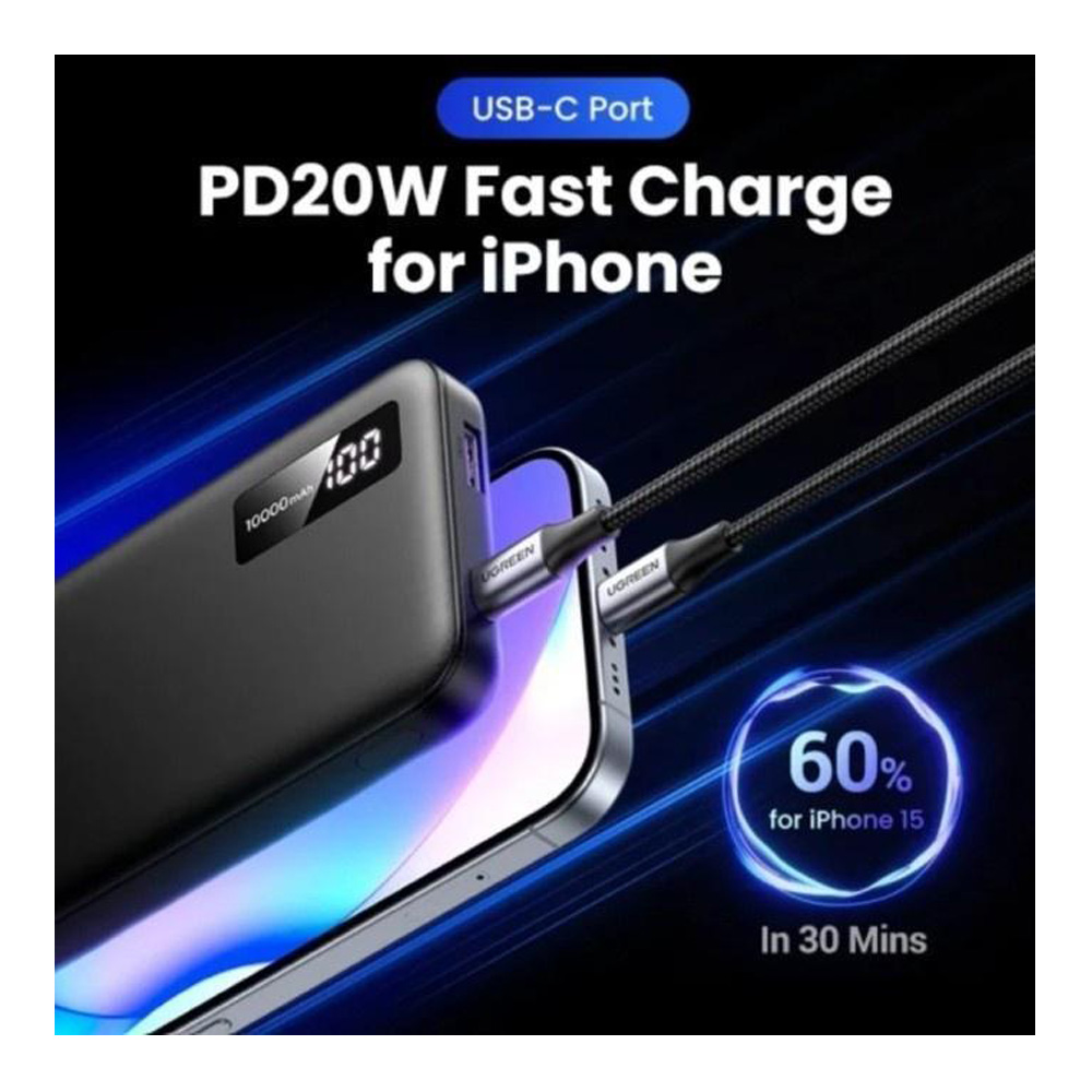Внешний аккумулятор Ugreen 10 10000mAh 20W Digital Display Black photo 2