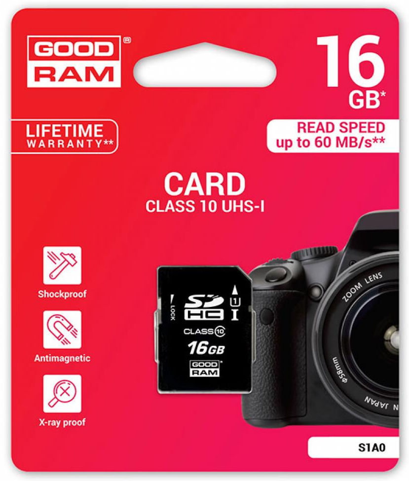 Card de memorie SDHC GoodRam 16GB class 10 UHS I (S1A0-0160R11) photo 2
