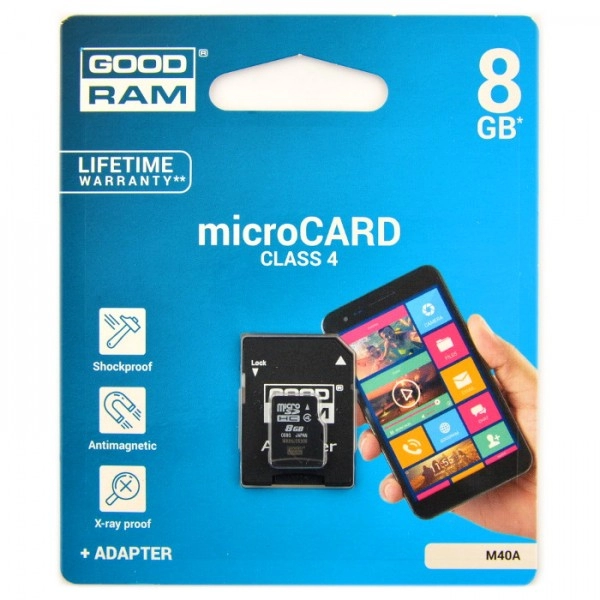 Card de memorie MicroSD+SD adapter GoodRam 8Gb class 4 (M40A-0080R11) photo 2