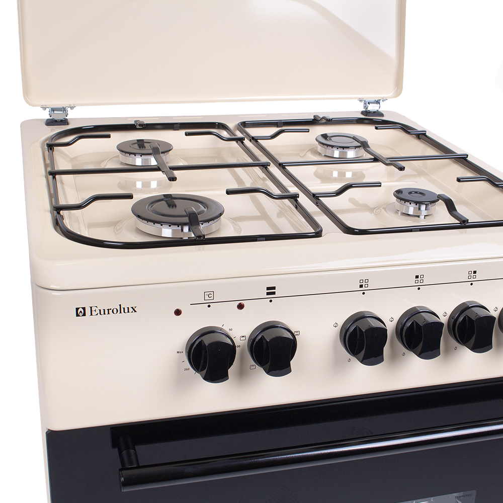 Газовая плита Eurolux TE6640IBG / 4 конфорок / 60 см / Бежевый photo 2