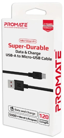 Кабель USB-A - Micro USB Promate AISMICROCORD1BK 1.2 /1.2м /Черный photo 6