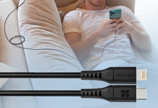 Cablu USB Type-C - Lightning Promate AISPOWERLINK200BK 2 /2m /Negru photo 3