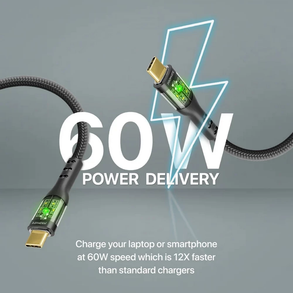 Кабель USB Type-C - USB Type-C Promate TransLine-CC Black 1.2 /1.2м /Черный photo 2