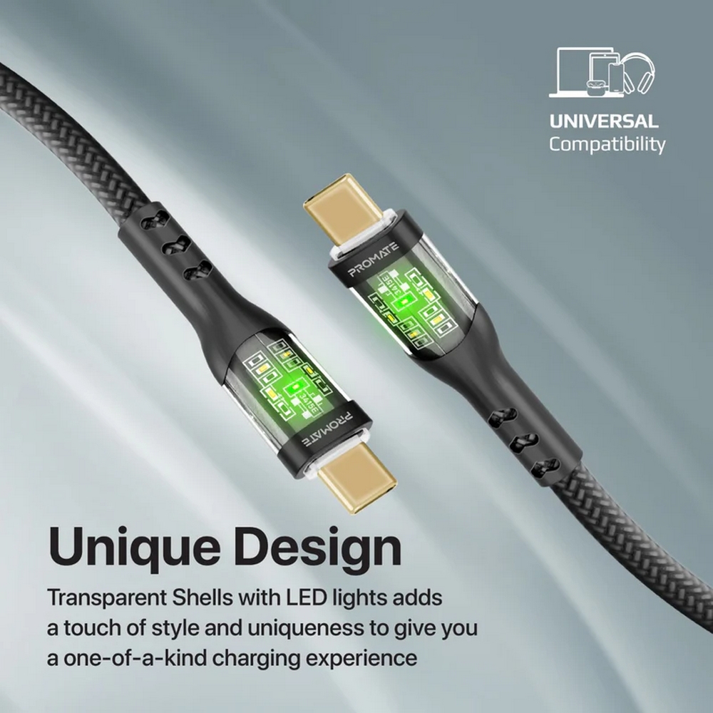 Кабель USB Type-C - USB Type-C Promate TransLine-CC Black 1.2 /1.2м /Черный photo 3