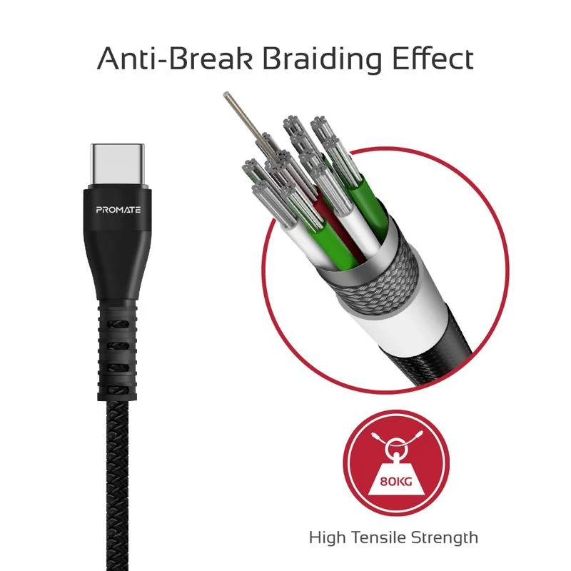 Cablu USB-A - USB Type-C Promate VigoRay-C Black 1.2 /1.2m /Negru photo 4