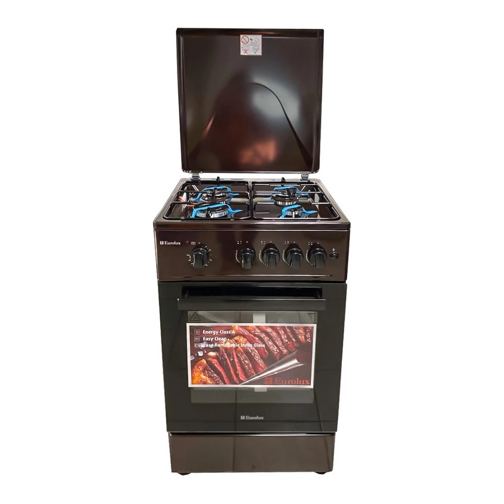 Газовая плита Eurolux TG5540IBW / 4 конфорок / 50 см / Коричневый photo 1