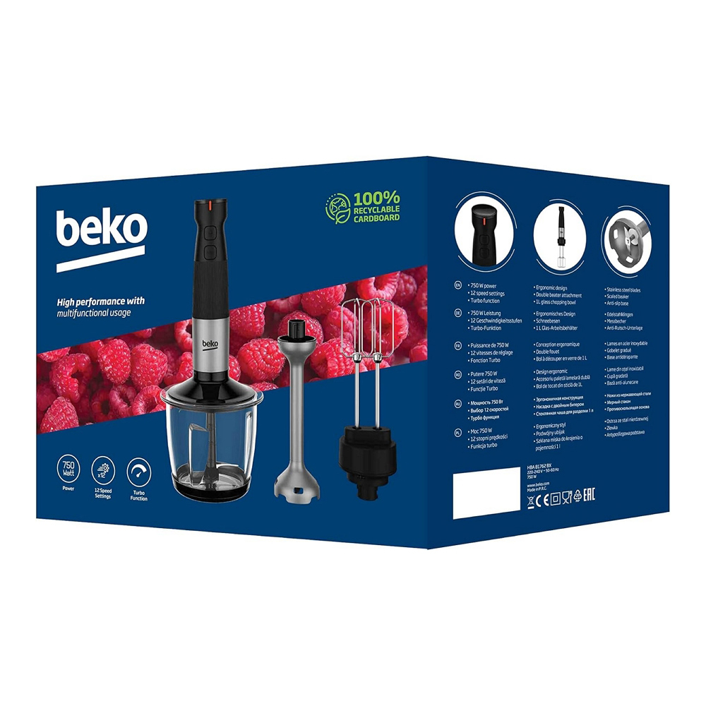 Blender Submersibil Beko HBA81762BX Negru / 12 viteze / 700 ml photo 7