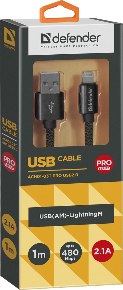 Кабель USB-A - Lightning Defender ACH01-03T 1 /1м /Черный photo 3