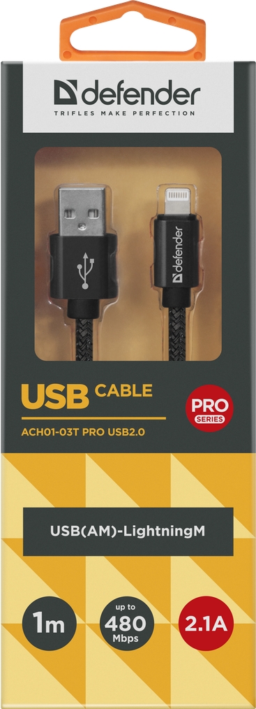 Кабель USB-A - Lightning Defender ACH01-03T 1 /1м /Черный photo 4