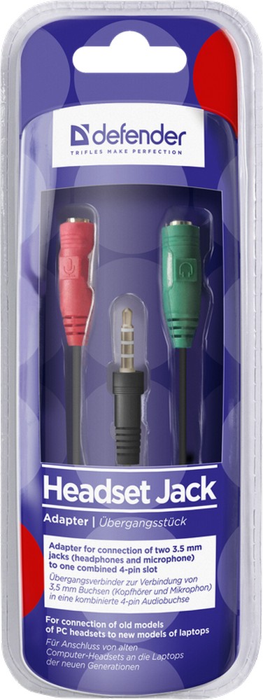 Адаптер 3.5mm - 3.5mm Defender Headset Jack photo 2