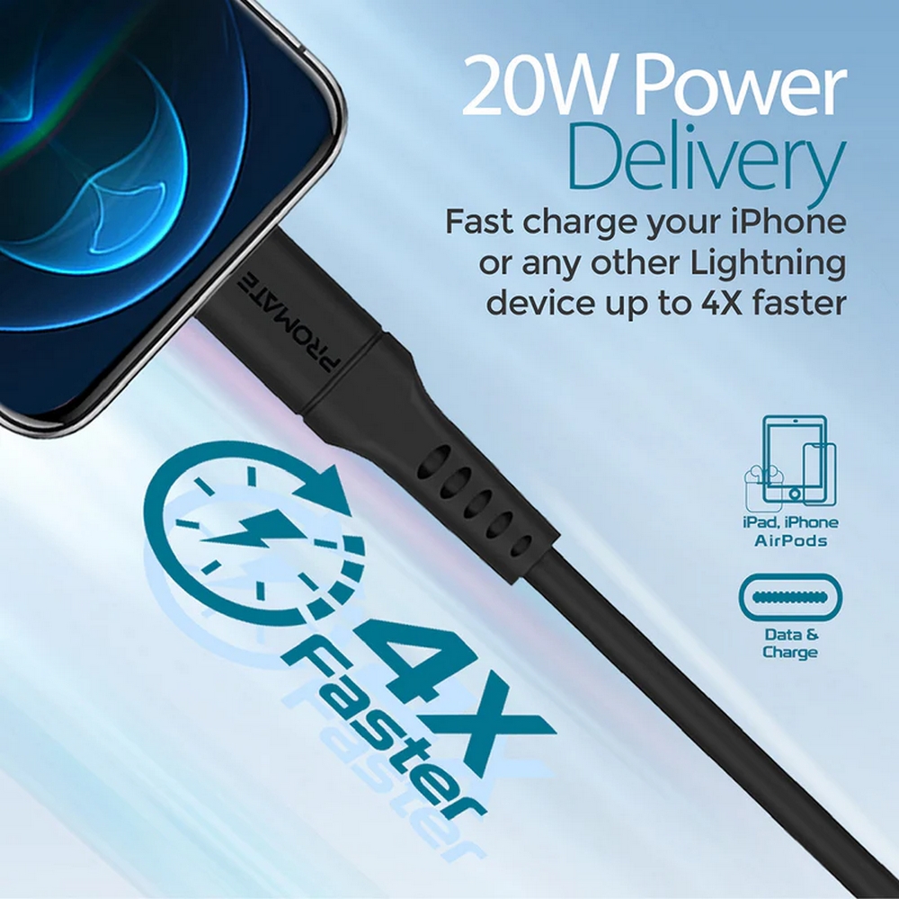 Кабель USB Type-C - Lightning Promate POWERLINK-120 Black 1.2 /1.2м /Черный photo 5