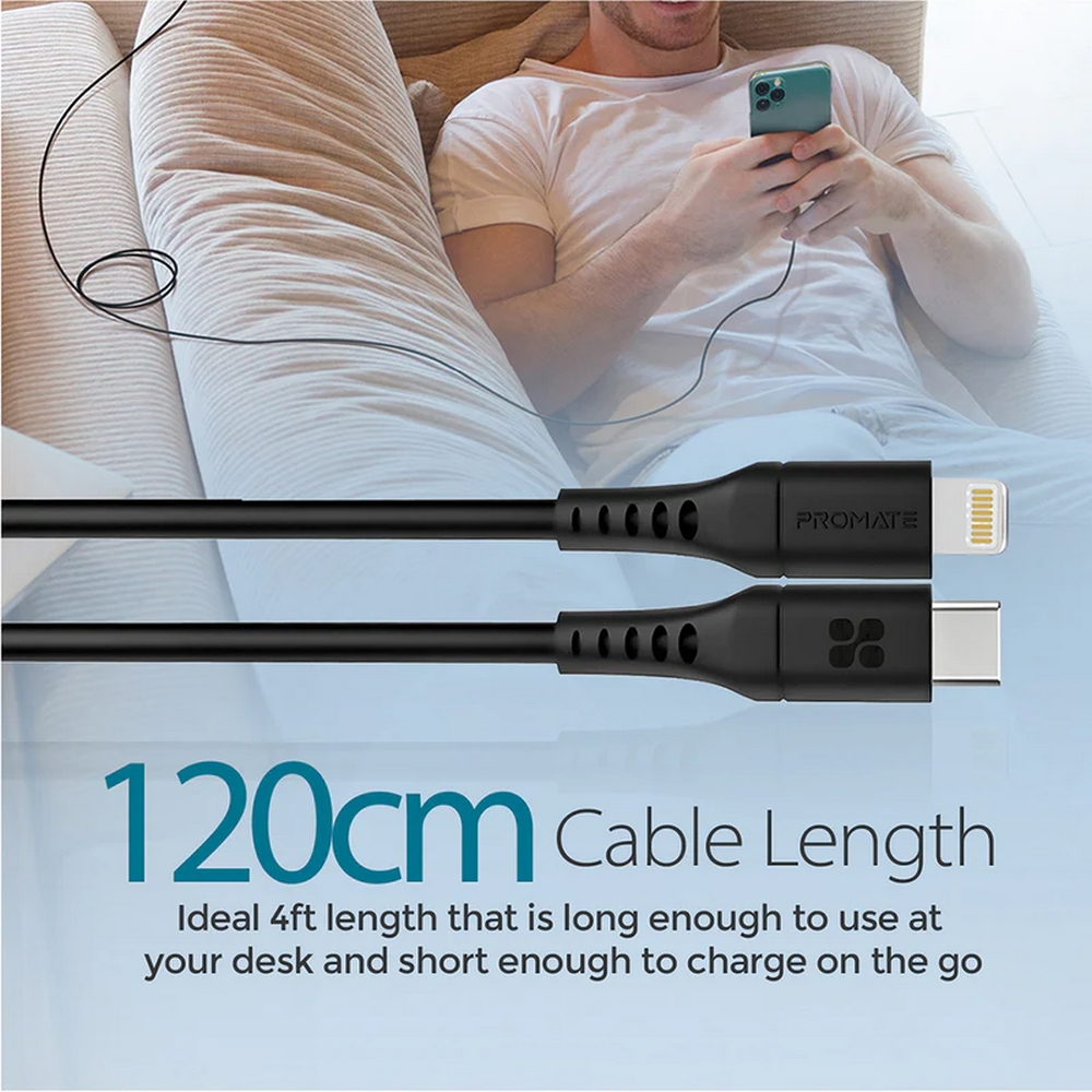 Кабель USB Type-C - Lightning Promate POWERLINK-120 Black 1.2 /1.2м /Черный photo 6