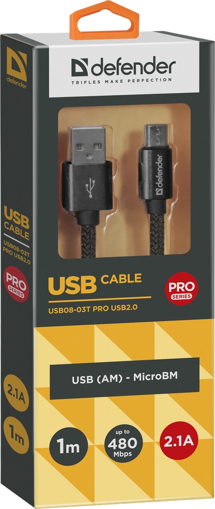 Кабель USB-A - Micro USB Defender USB08-03T  USB-MicroUSB 1m 1 /1м /Черный photo 3