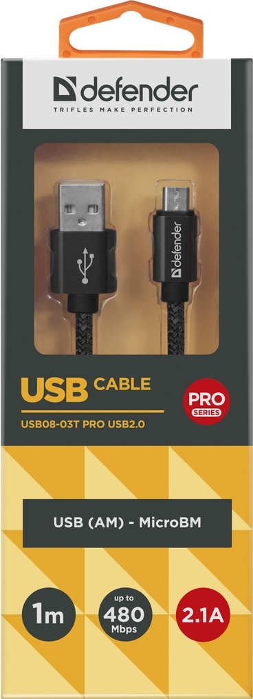 Кабель USB-A - Micro USB Defender USB08-03T  USB-MicroUSB 1m 1 /1м /Черный photo 4