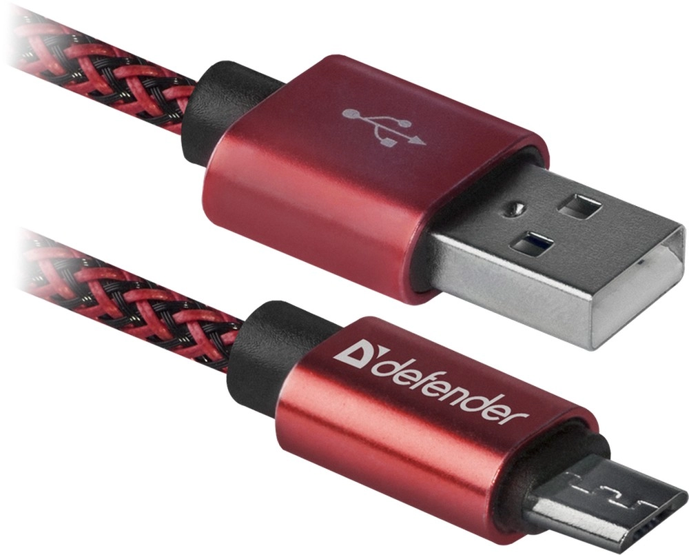 Cablu USB-A - Micro USB Defender USB0803TRED 1 /1m /Rosu photo 1