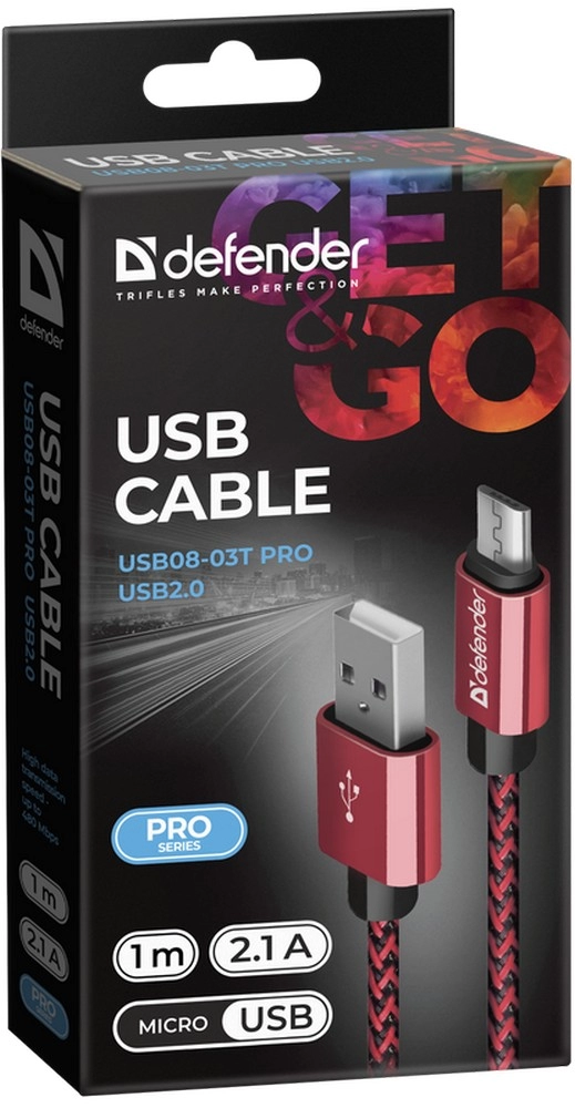 Cablu USB-A - Micro USB Defender USB0803TRED 1 /1m /Rosu photo 3