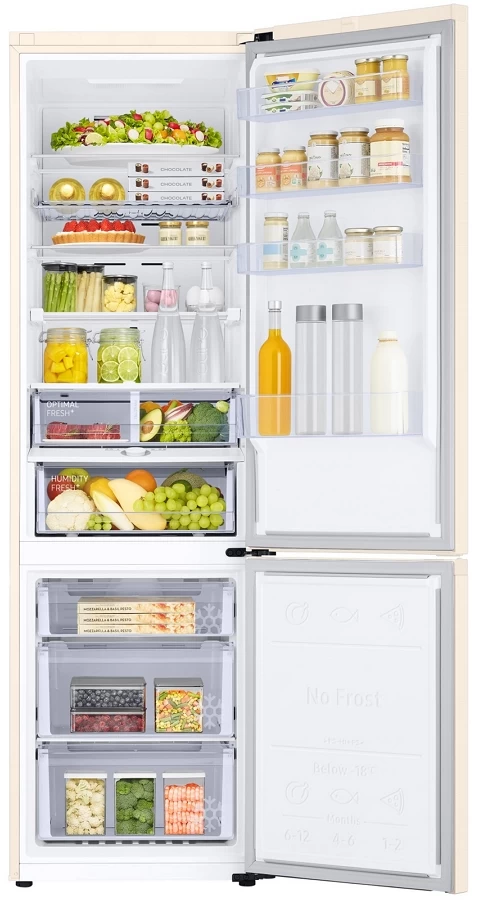 Холодильник двухдверный Samsung RB38T676FEL / 385 л / 203 см / G / Бежевый photo 4