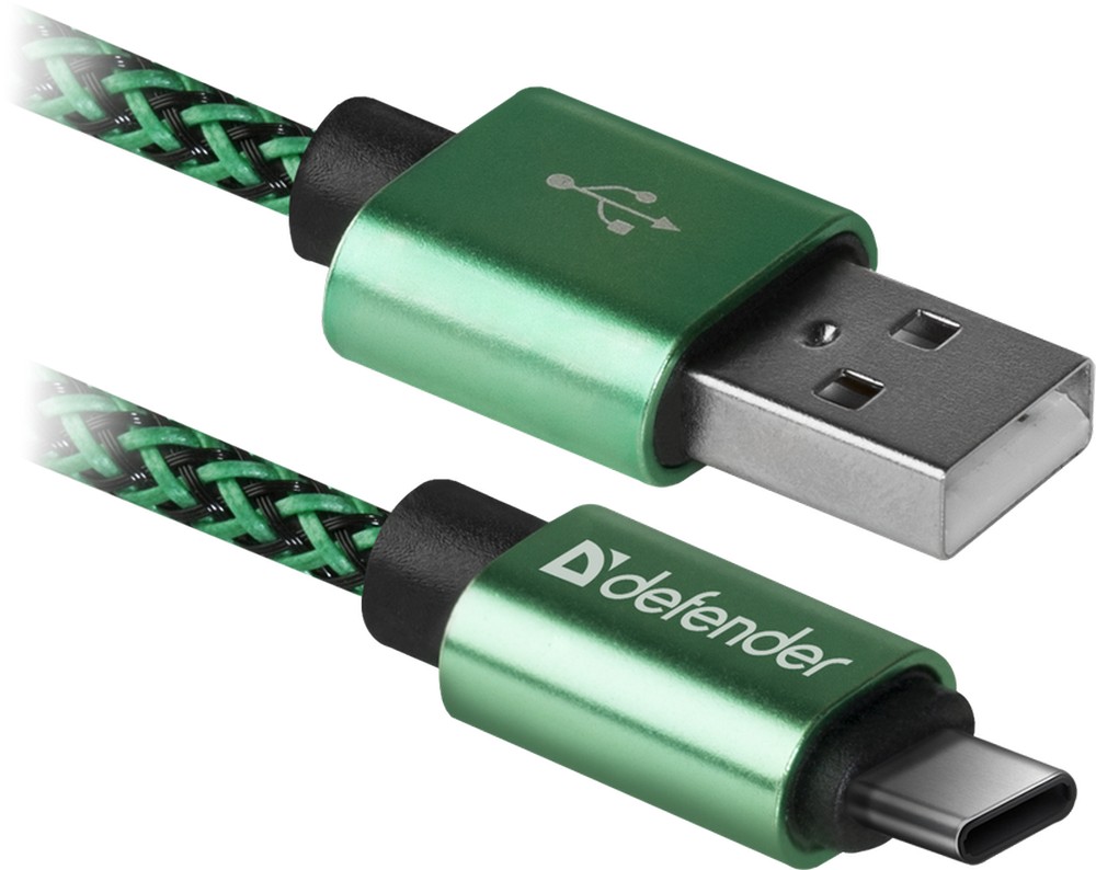 Кабель USB-A - USB-C Defender USB09-03T PRO 1 /1м /Зеленый photo 1