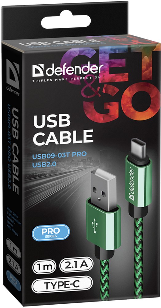 Кабель USB-A - USB-C Defender USB09-03T PRO 1 /1м /Зеленый photo 3