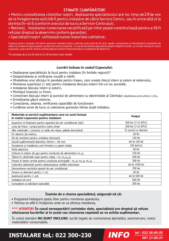 Cupon pentru instalarea aparatului de aer conditionat pana la 12000 BTU Express photo 2