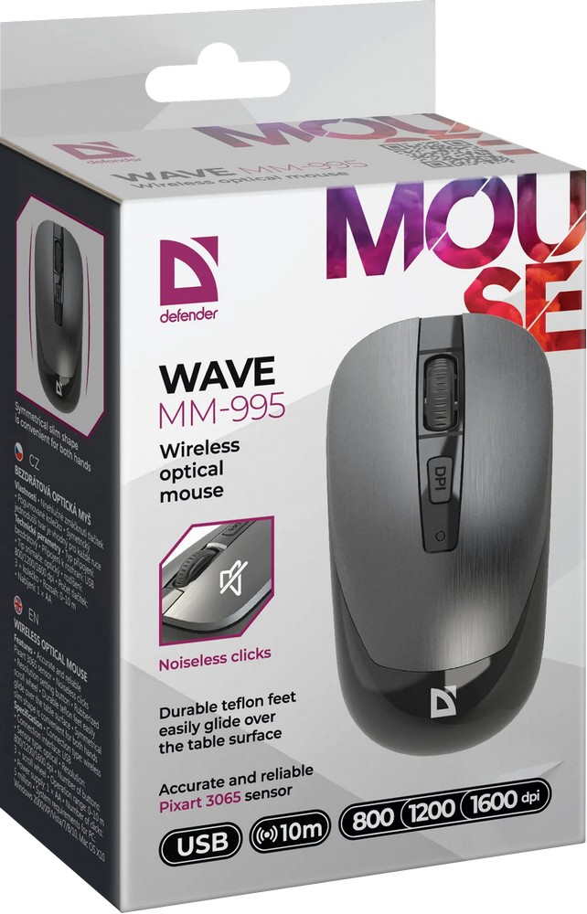 Mouse fara fir Defender Wave MM-995 Gri / Optic / Gri photo 6