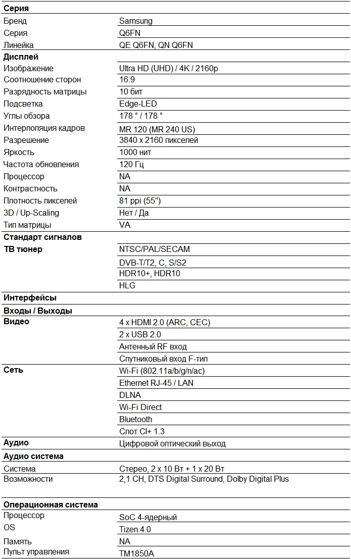Televizor Samsung QE55Q6FN / 55" / QLED / UHD 4K photo 8