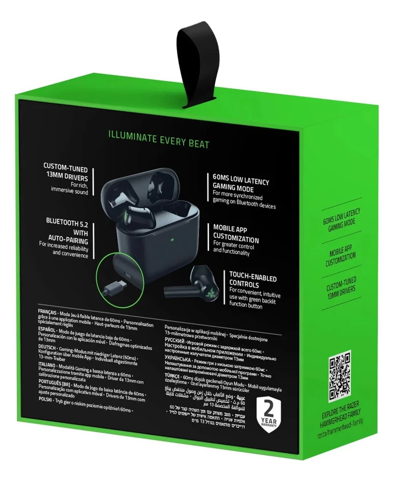 Наушники Razer Hammerhead X Черный Беспроводные / Игровой / Черный photo 5