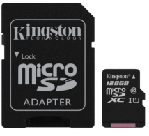 Card de mem-e MicroSD Kingston MicroSD + adapter Kingston 128Gb Class 10 