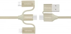 Cablu USB-A/Type-C - Lightning/Type-C/Micro USB Promate PENTAPOWER.GOLD 