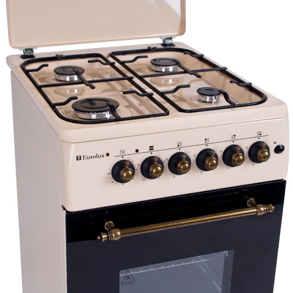 Plita de gaz Eurolux ТЕ-5640 IBGR / 4 arzatoare / 50 cm / Bej photo 4