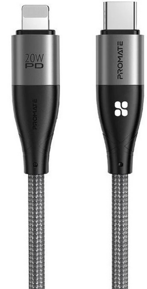 Cablu USB Type-C - Lightning Promate AISICORDPD20GY 1.2 /1.2m /Sur photo 1