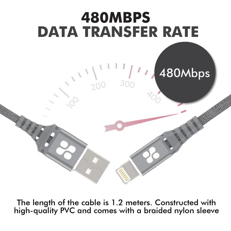 Кабель USB-A - Lightning Promate NerveLink-i 1.2 /1.2м /Серый photo 6