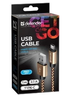 Cablu USB-A/Type-C - Lightning/Type-C/Micro USB Defender USB0903TPROGOLD 1 /1m /Aur photo 3