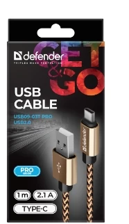 Cablu USB-A/Type-C - Lightning/Type-C/Micro USB Defender USB0903TPROGOLD 1 /1m /Aur photo 4