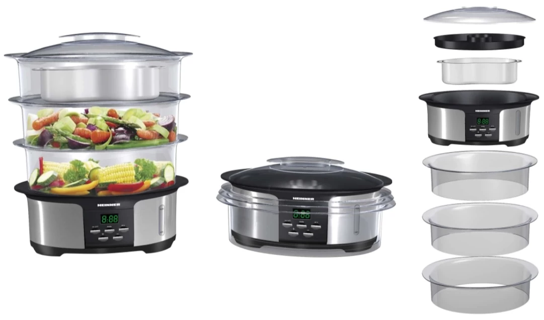 Aparat de fiert cu aburi Heinner HSA-1000XMC, 12 l, 1000 W, Inox photo 2