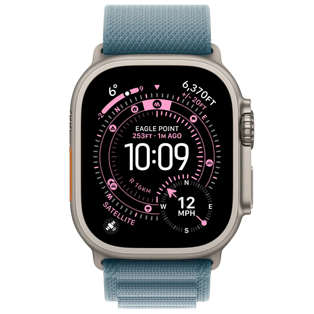 Ceas inteligent Apple Watch Ultra 3 GPS + Cellular 49mm Natural Titanium Case with Light Blue Alpine Loop - Medium photo 2