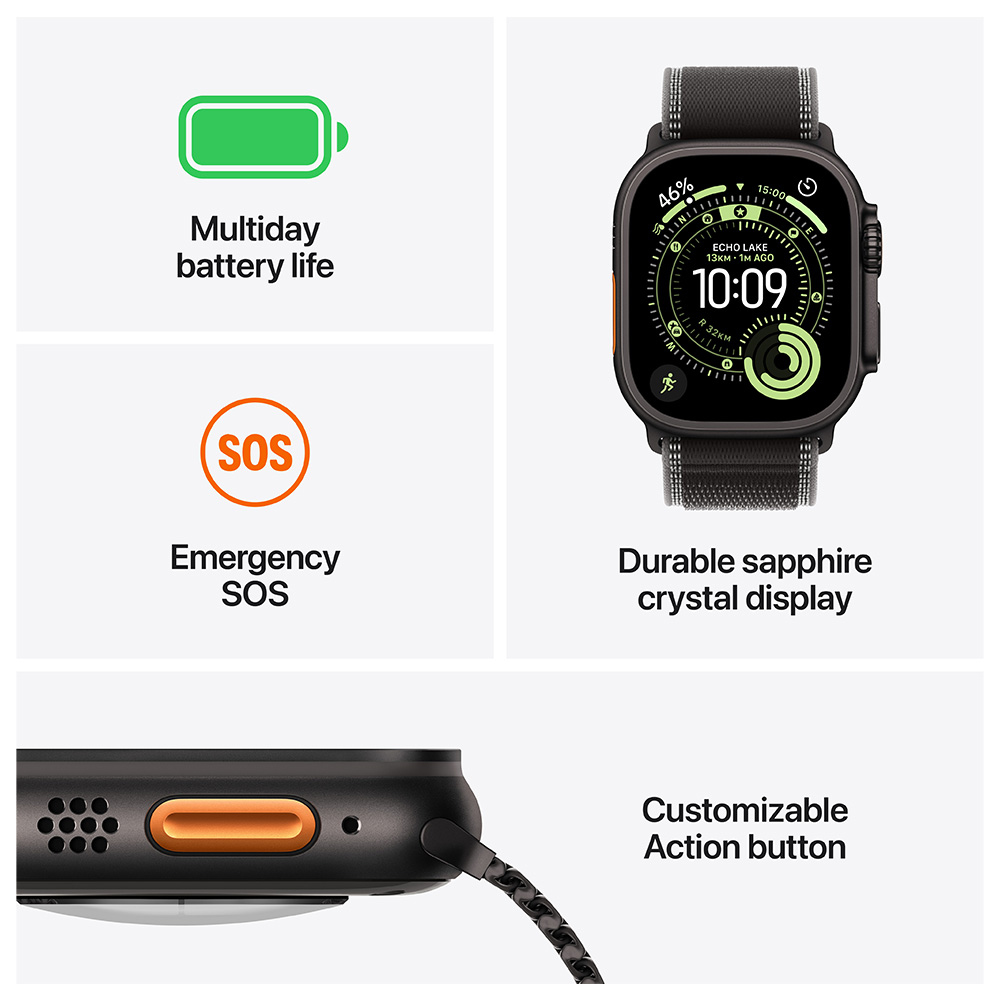 Ceas inteligent Apple Watch Ultra 3 GPS + Cellular 49mm Black Titanium Case with Black Alpine Loop - Medium photo 3
