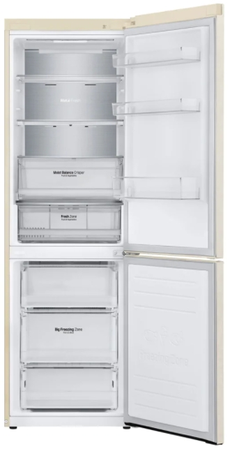 Frigider cu doua usi LG GA-B459MEQM / 374 l / 186 cm / A++ / Bej photo 5
