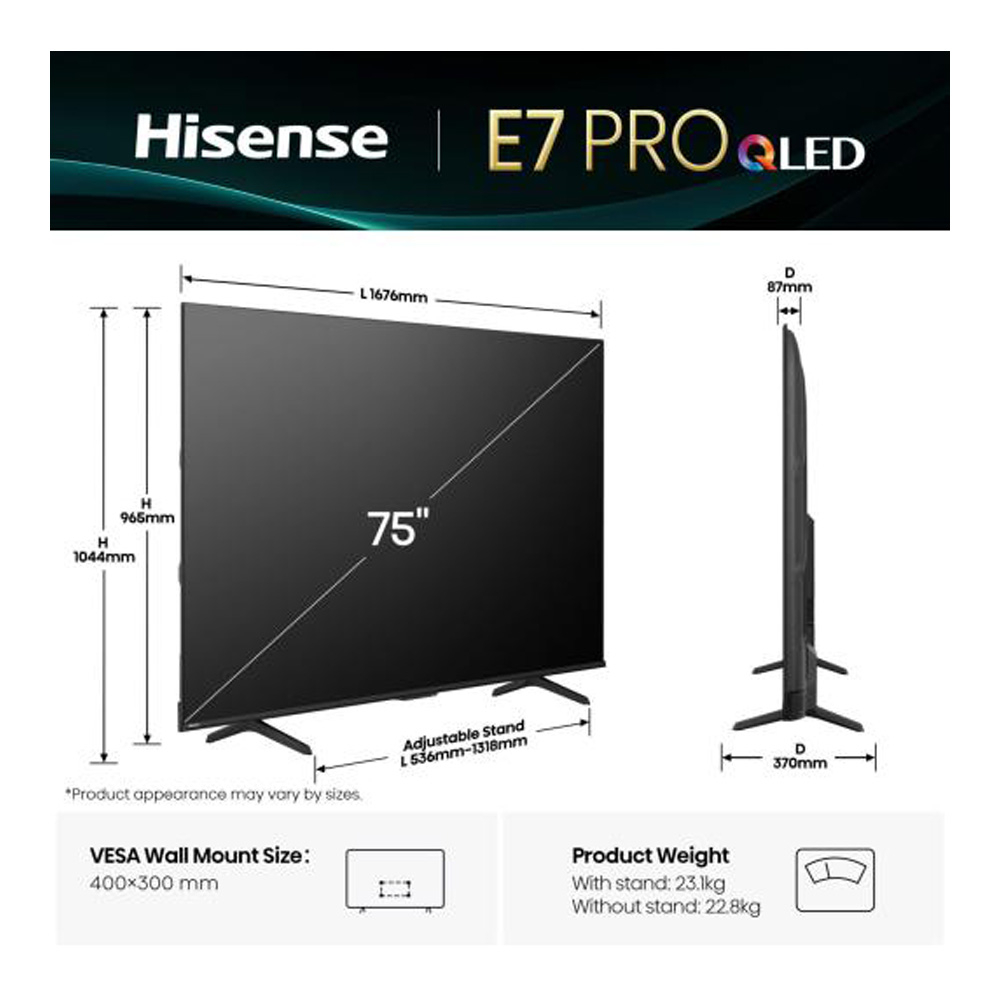 Телевизор Hisense 75E7QPro / 75" / Direct LED / 4K UHD photo 7