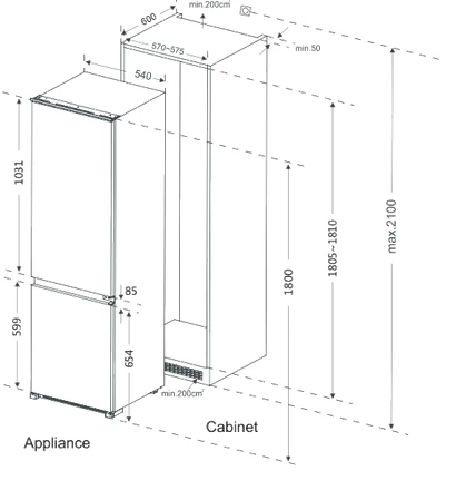 Frigider cu doua usi Haier HRF225WBRU / 225 l / 180 cm / A / Alb photo 2