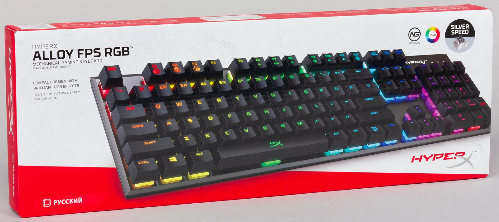 Tastatura cu fir HyperX Alloy FPS RGB, (HX-KB1SS2-RU), Kalih Speed Silver / Mecanica photo 3