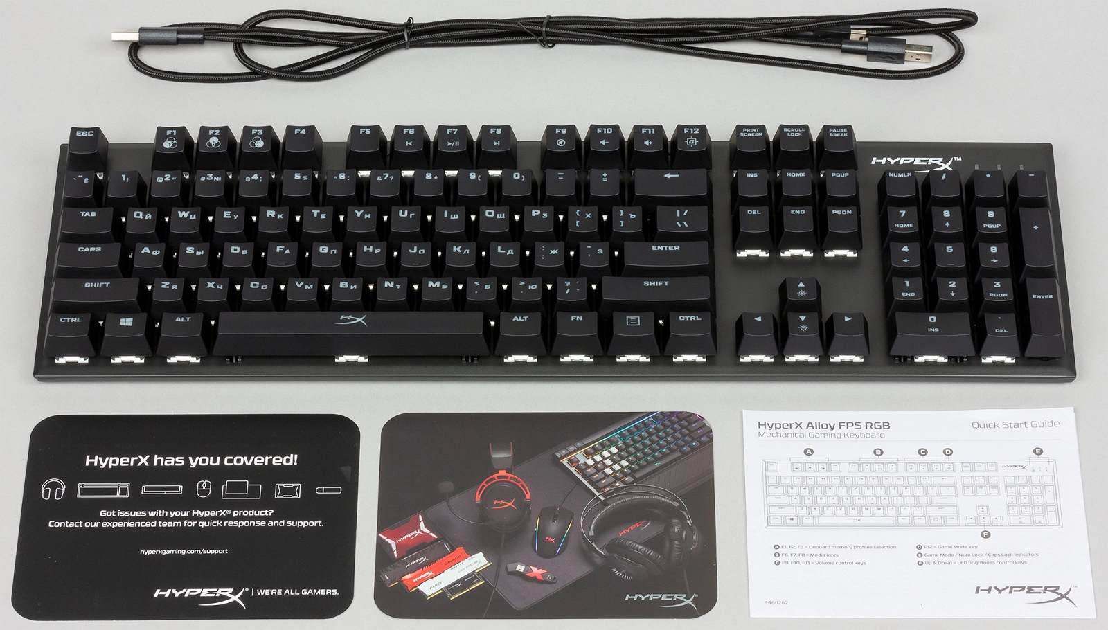 Tastatura cu fir HyperX Alloy FPS RGB, (HX-KB1SS2-RU), Kalih Speed Silver / Mecanica photo 5