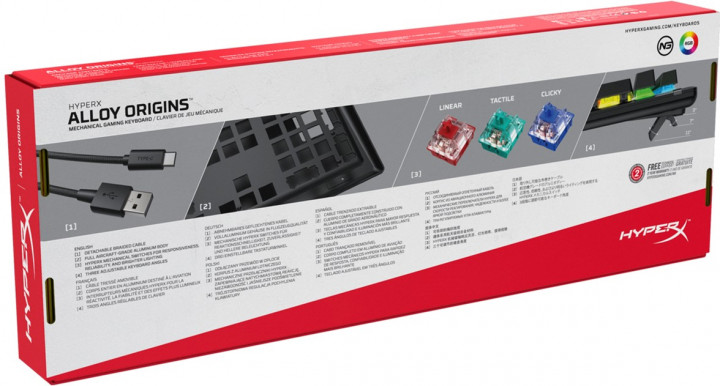 Клавиатура проводная  HyperX Alloy Origins Black (HX-KB6RDX-RU)HyperX Red keys / Механическая photo 7