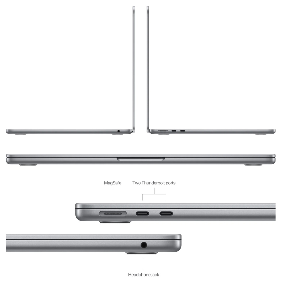 Laptop Apple Ultrabook MacBook Air 13.6 2024  13.6” / 8 GB / 512 GB / M3 / M3 / Gri photo 3