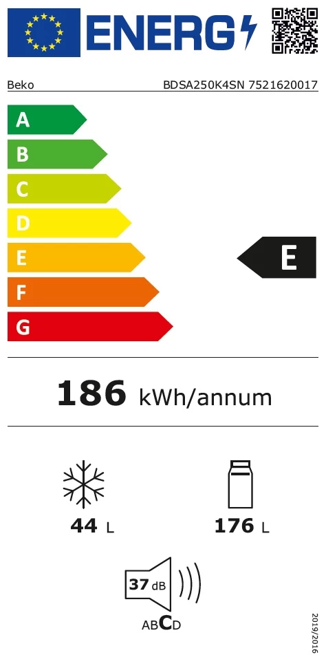 Frigider cu doua usi Beko BDSA250K4SN / 220 l / 144.8 cm / E / Alb photo 6