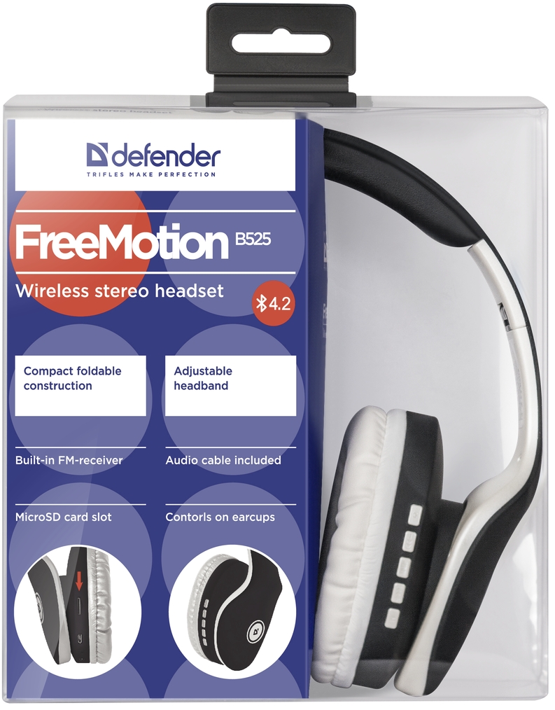 Căști Defender FreeMotion B525 Negru cu alb Fara fir / Home and Office / Negru cu alb photo 7
