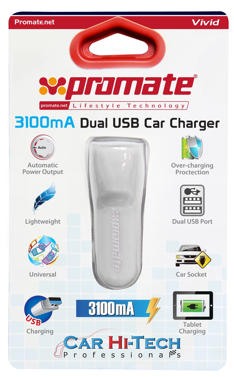 Зарядное устройство авто. для телефона Promate Vivid 2xUSB photo 2