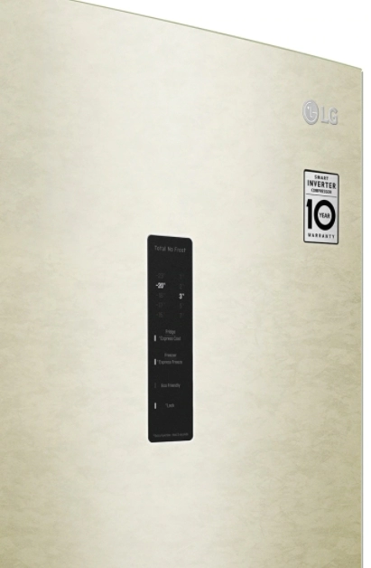 Холодильник двухдверный LG GAB509CETL / 384 л / 203 см / A+ / Бежевый photo 3
