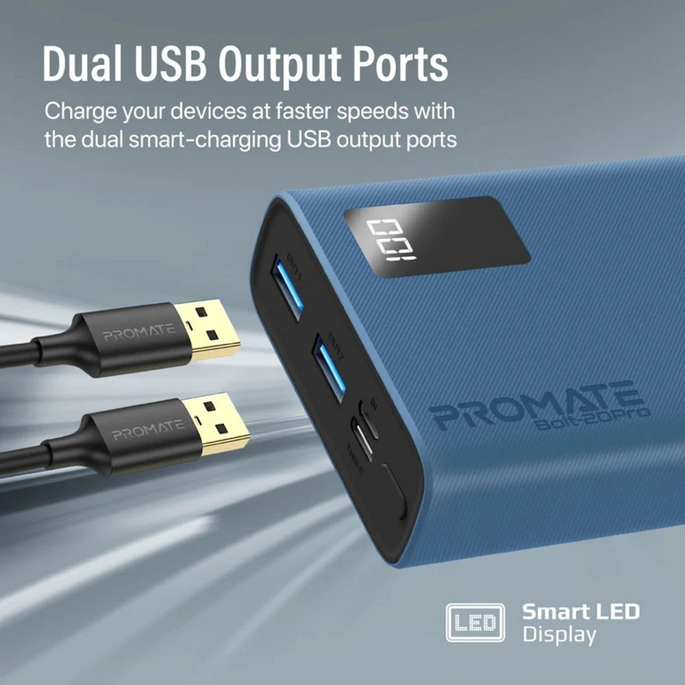 Acumulator extern Promate 20 Bolt-20Pro Blue photo 8